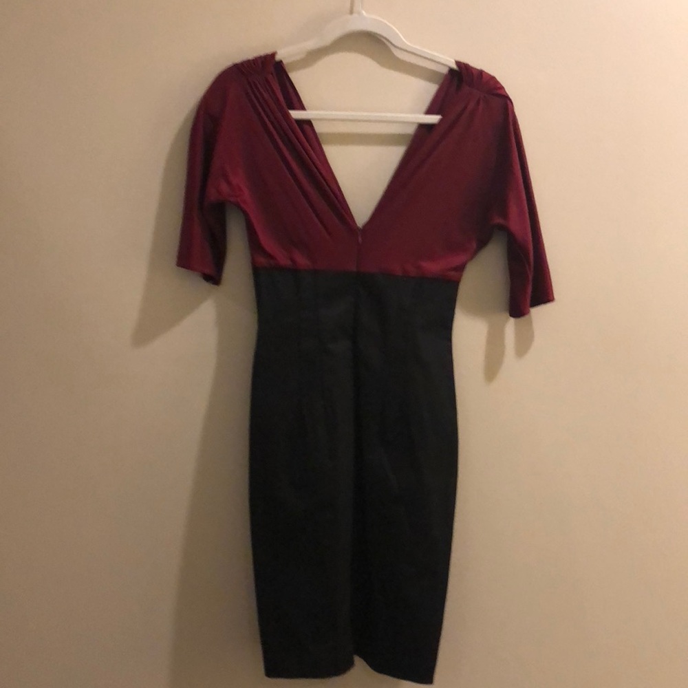Red and Black Silk Cocktail Dress